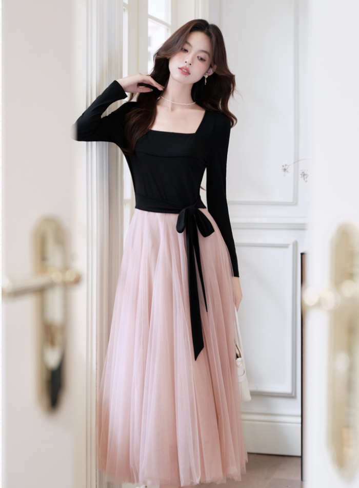 Ballet bottoming long dress France style dress