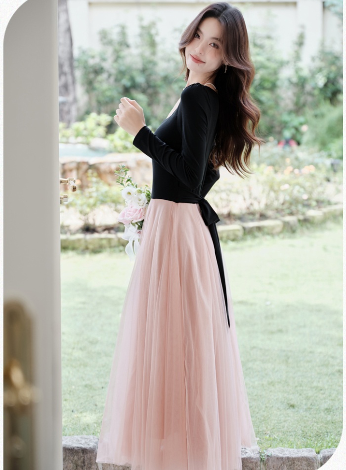 Ballet bottoming long dress France style dress