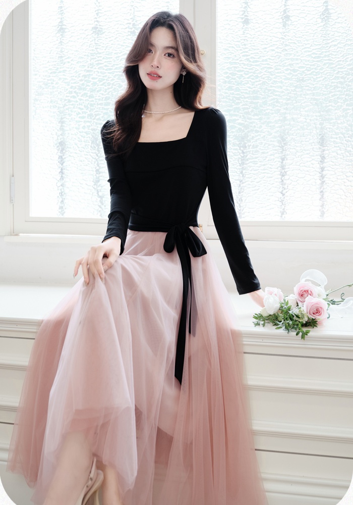 Ballet bottoming long dress France style dress
