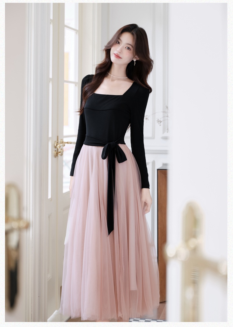 Ballet bottoming long dress France style dress