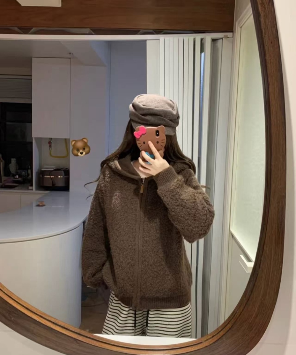 Zip autumn coat lazy Korean style tops for women