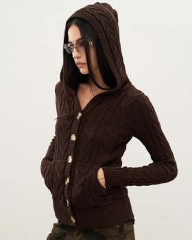 Colors buckle retro tops short knitted shirts