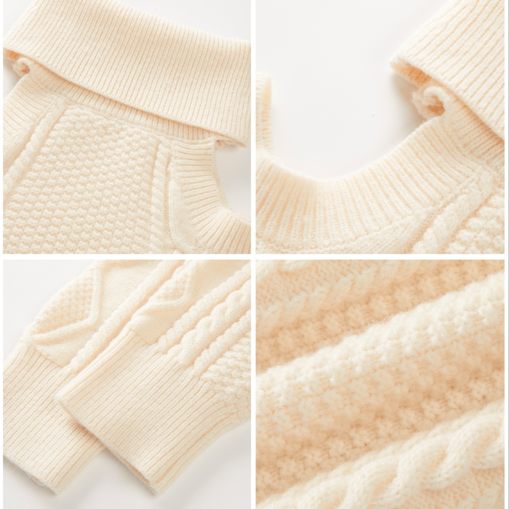 Knitted high collar sweater rose lazy tops for women