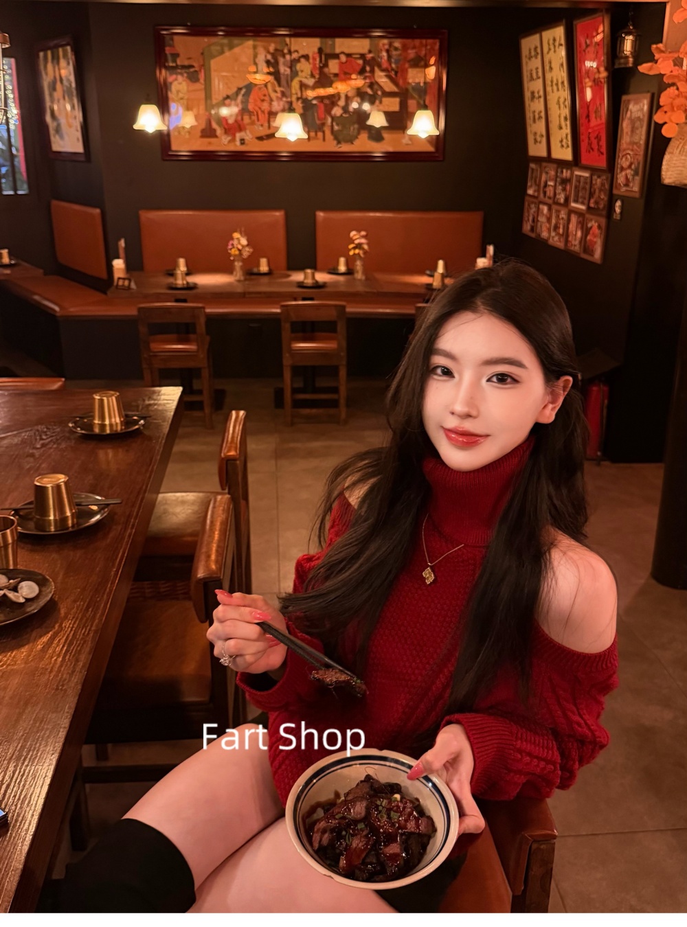 Knitted high collar sweater rose lazy tops for women