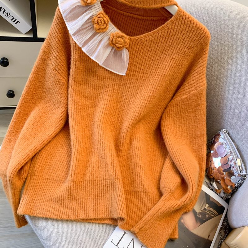 Hollow stereoscopic France style niche sweater