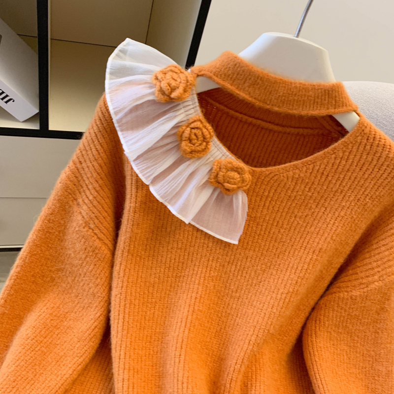 Hollow stereoscopic France style niche sweater