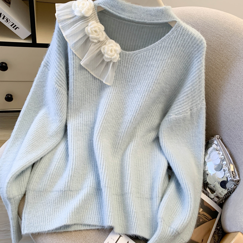 Hollow stereoscopic France style niche sweater