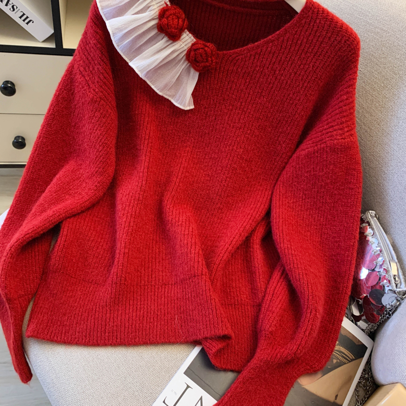 Hollow stereoscopic France style niche sweater