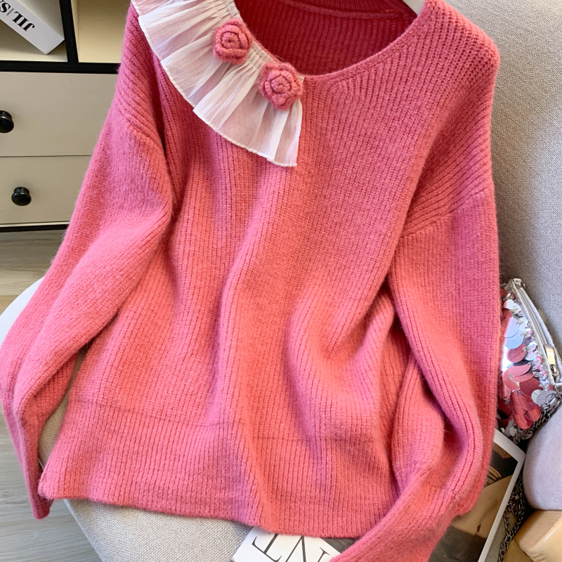 Hollow stereoscopic France style niche sweater