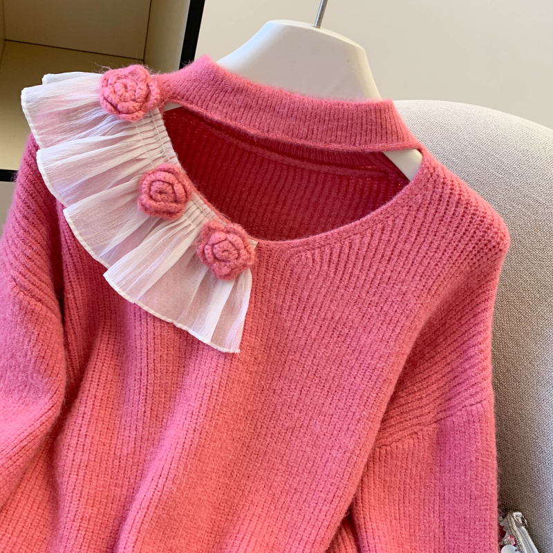 Hollow stereoscopic France style niche sweater