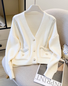 Loose autumn and winter cardigan V-neck retro sweater