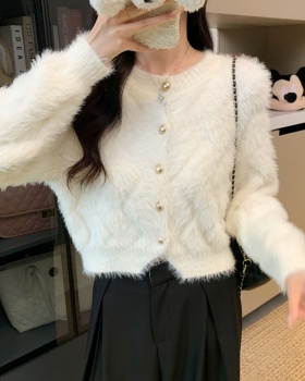 Knitted coat imitation of mink hair cardigan for women