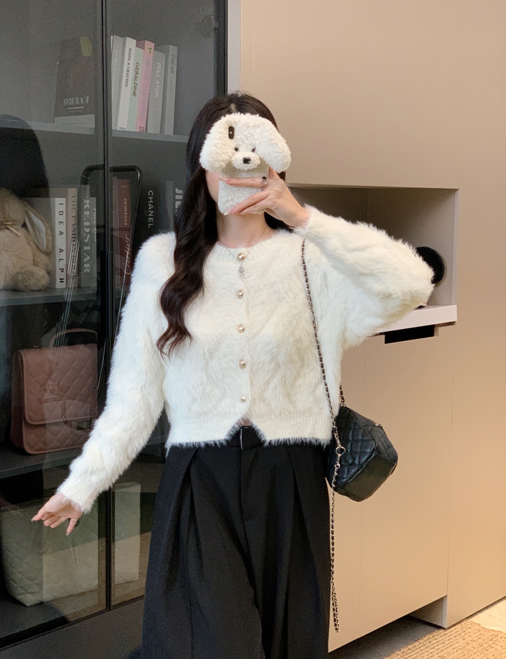 Knitted coat imitation of mink hair cardigan for women