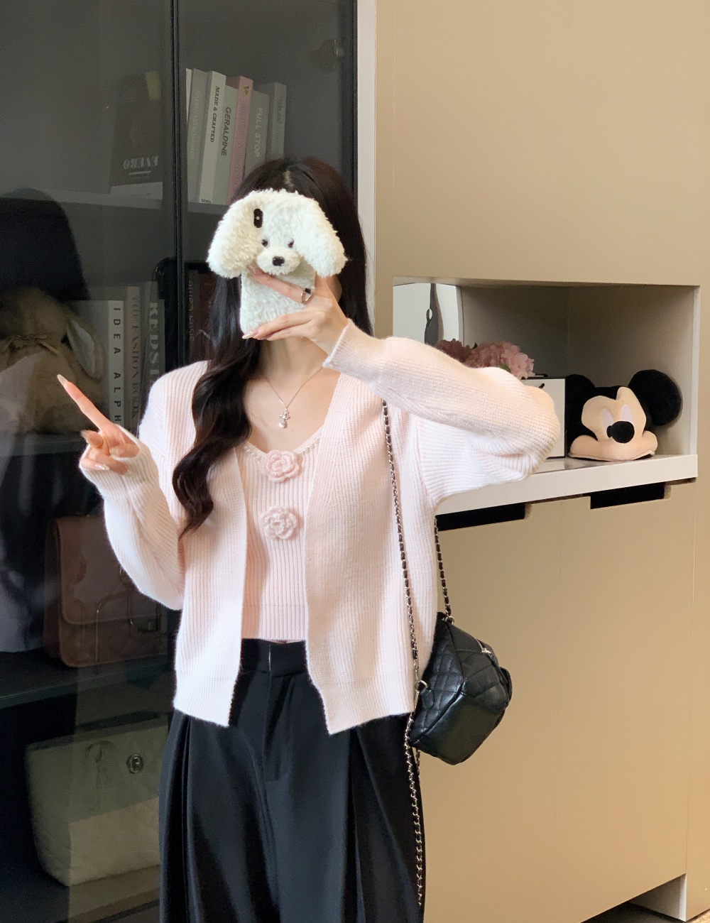 Stereoscopic cardigan flowers sweater a set for women