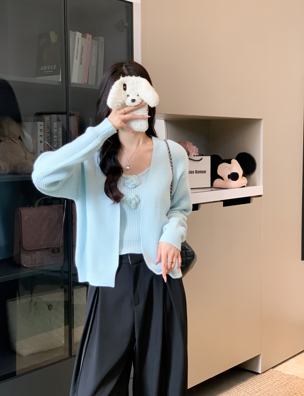 Stereoscopic cardigan flowers sweater a set for women