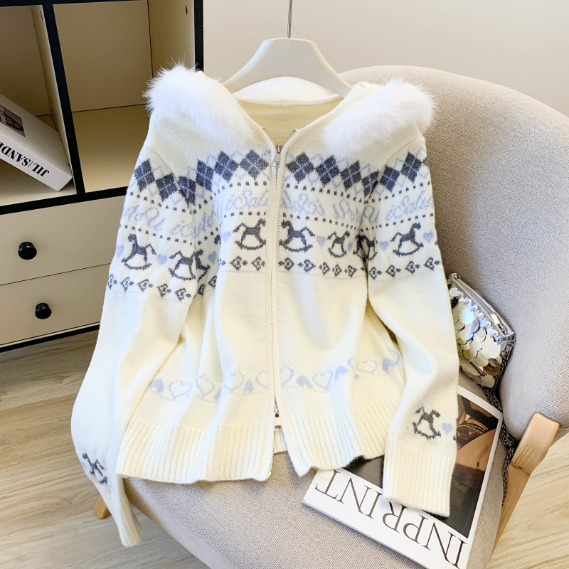 American style retro coat jacquard tops for women