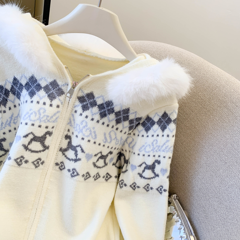 American style retro coat jacquard tops for women