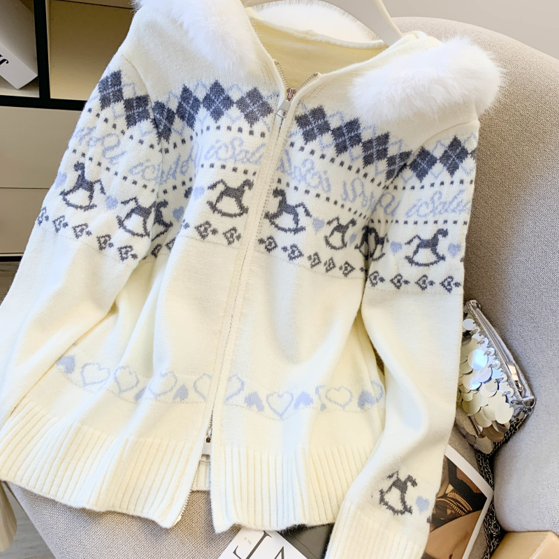 American style retro coat jacquard tops for women