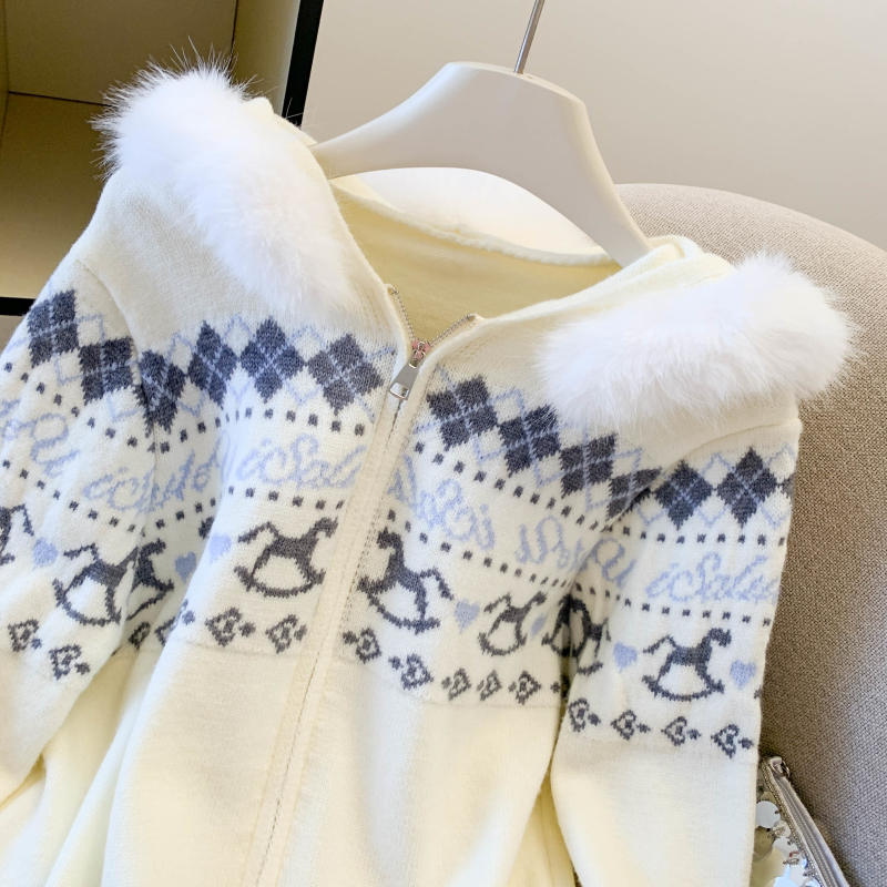 American style retro coat jacquard tops for women