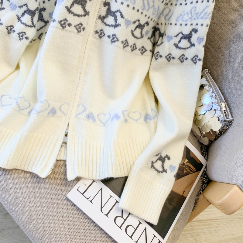 American style retro coat jacquard tops for women