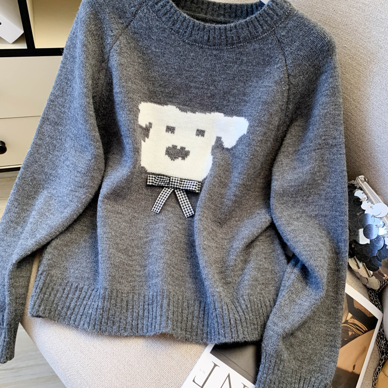Autumn and winter puppy tops knitted sweater for women