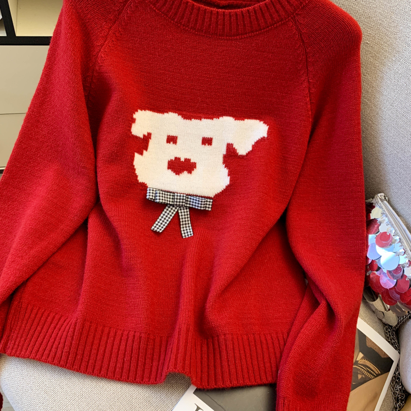 Autumn and winter puppy tops knitted sweater for women