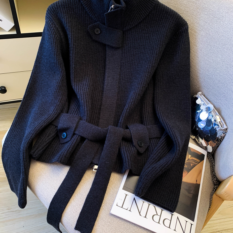 Cstand collar sweater temperament cardigan for women