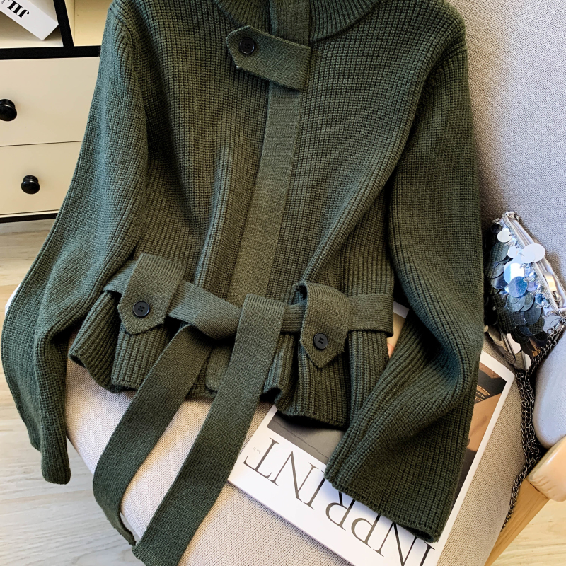 Cstand collar sweater temperament cardigan for women