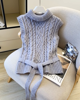 Collocation temperament waistcoat grain slim belt