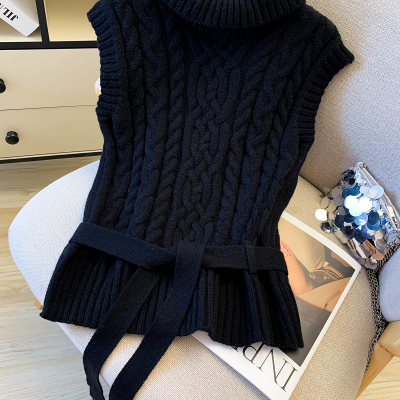 Collocation temperament waistcoat grain slim belt