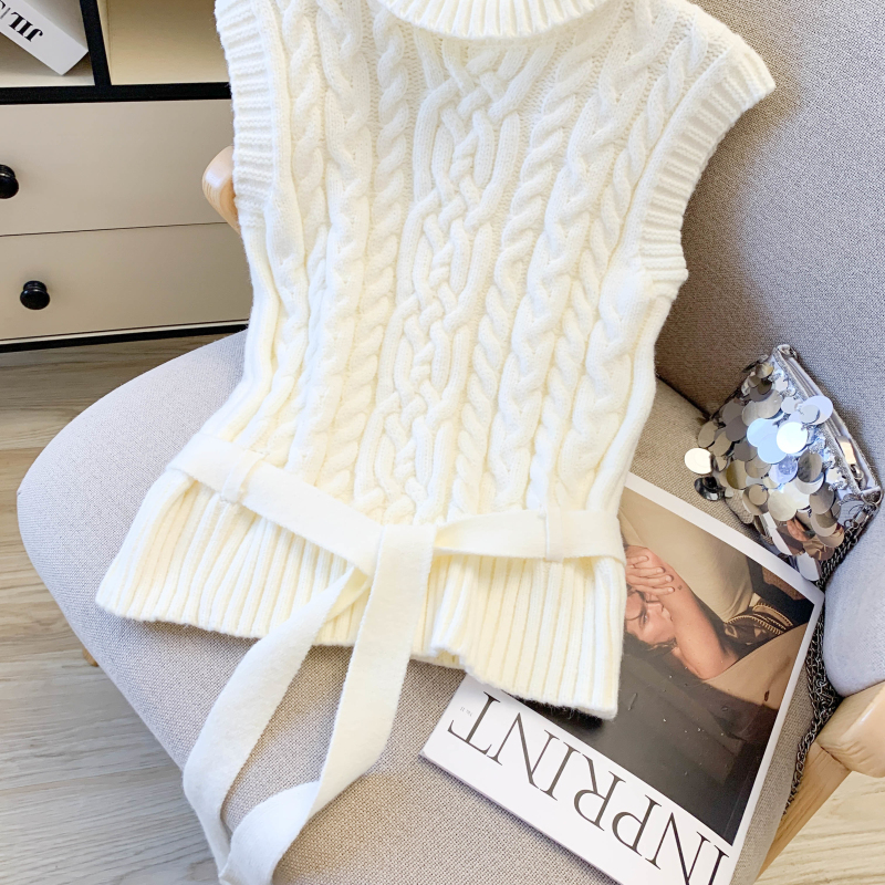 Collocation temperament waistcoat grain slim belt