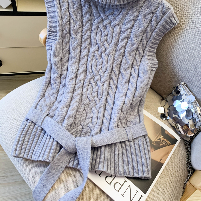 Collocation temperament waistcoat grain slim belt