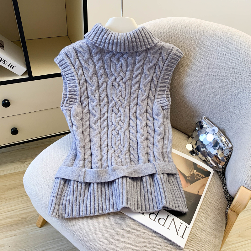 Collocation temperament waistcoat grain slim belt