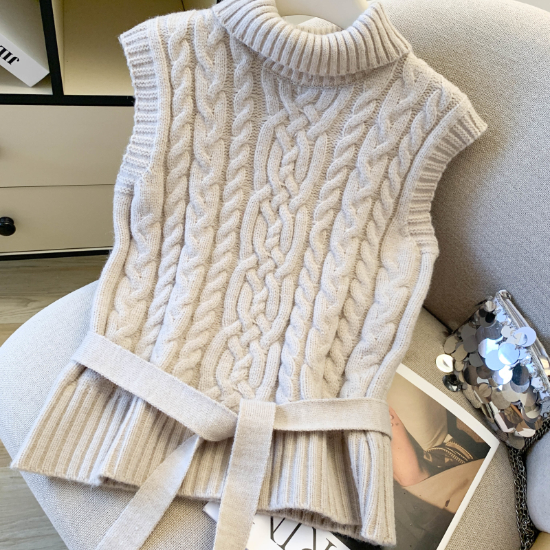 Collocation temperament waistcoat grain slim belt