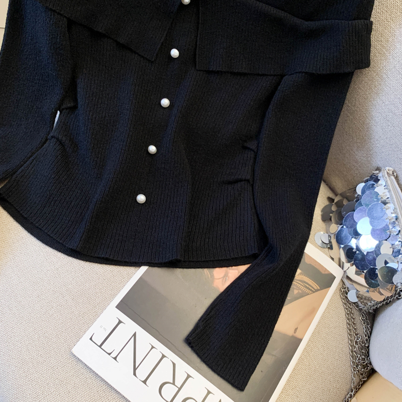 Light slim cstand collar sweater niche temperament tops