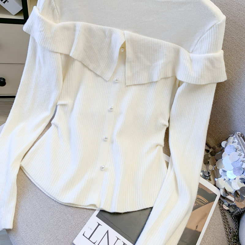 Light slim cstand collar sweater niche temperament tops