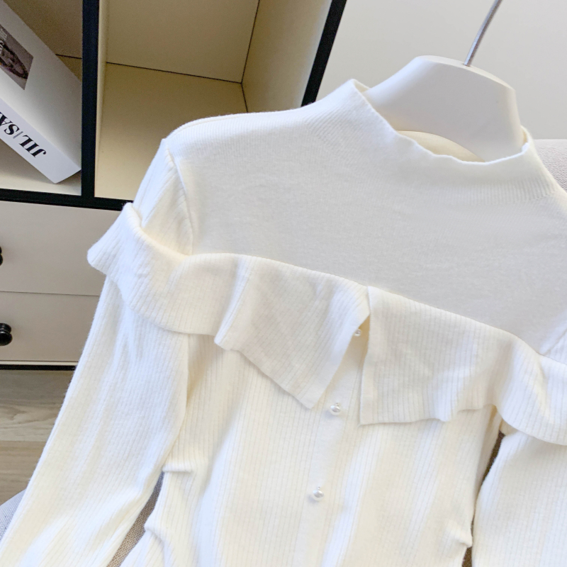 Light slim cstand collar sweater niche temperament tops