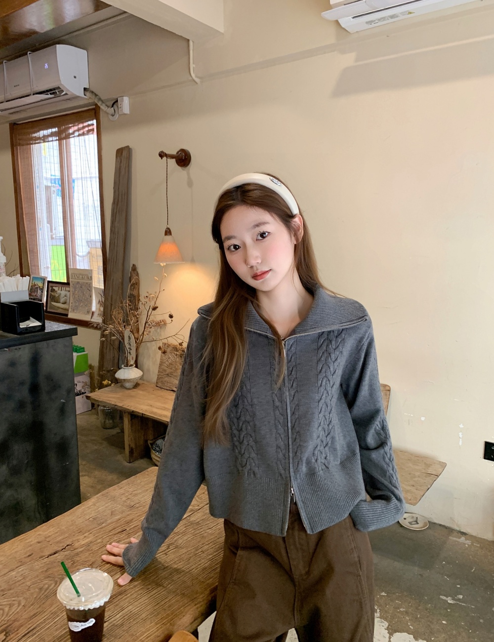 American style autumn and winter cardigan retro coat