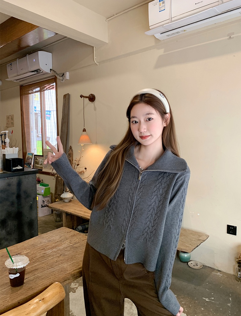 American style autumn and winter cardigan retro coat