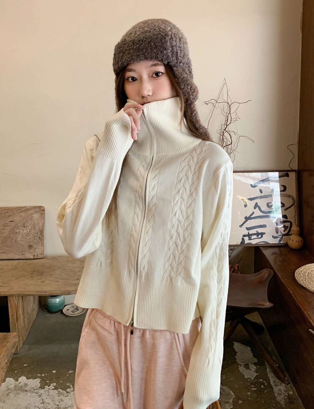 American style autumn and winter cardigan retro coat