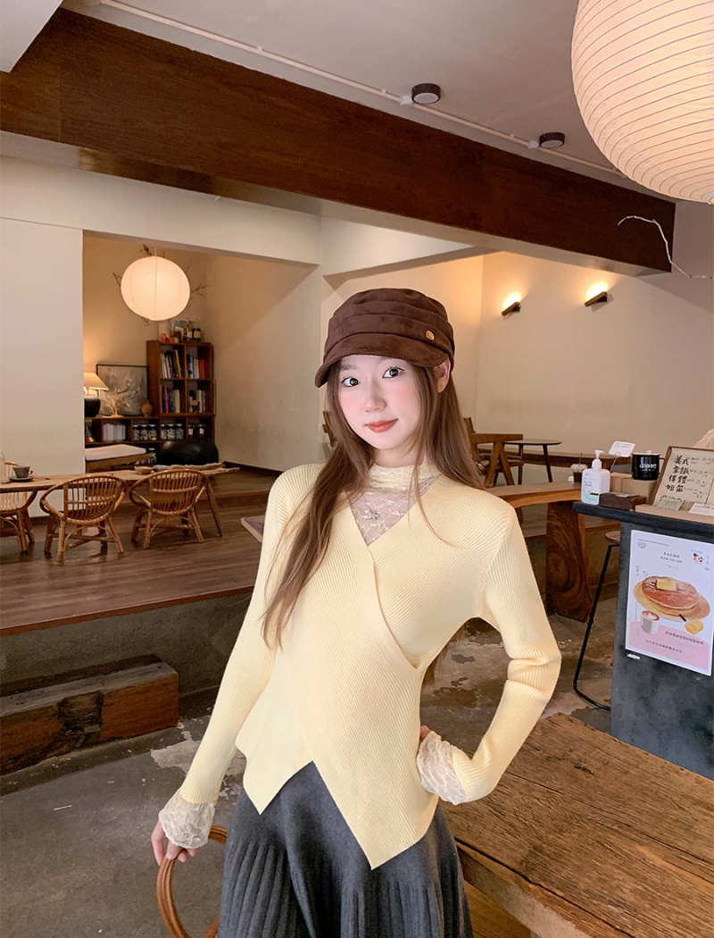 Autumn and winter enticement bottoming shirt lace tops