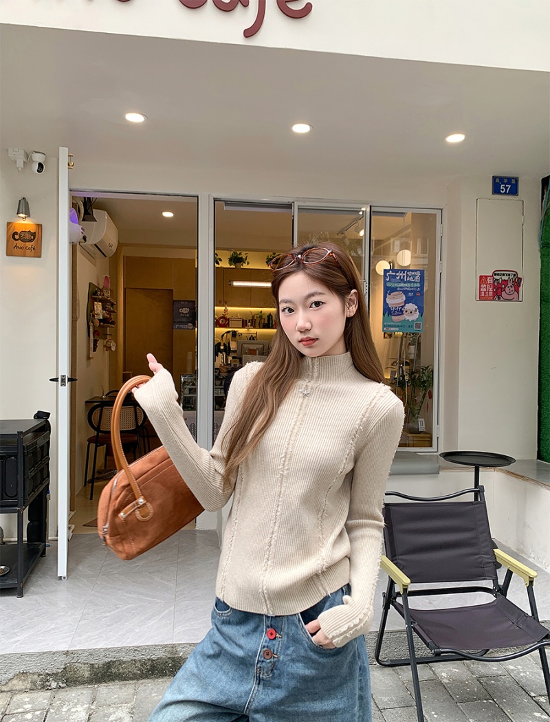 Inside the ride bottoming shirt burr sweater for women