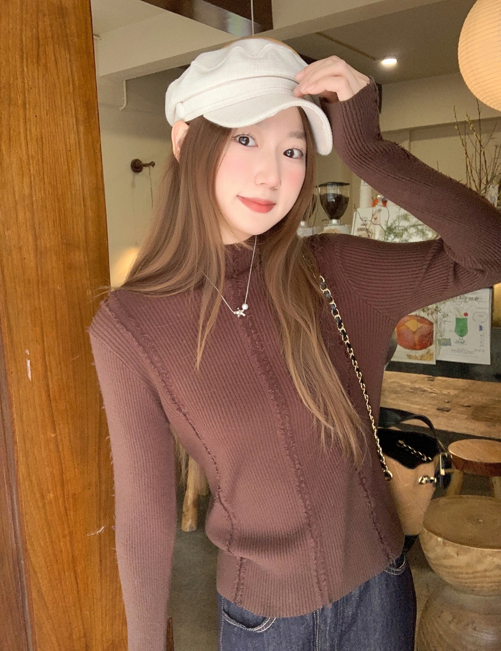 Inside the ride bottoming shirt burr sweater for women