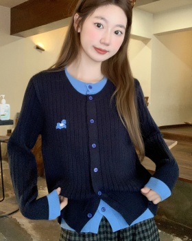 Round neck sweater mixed colors bottoming shirt for women