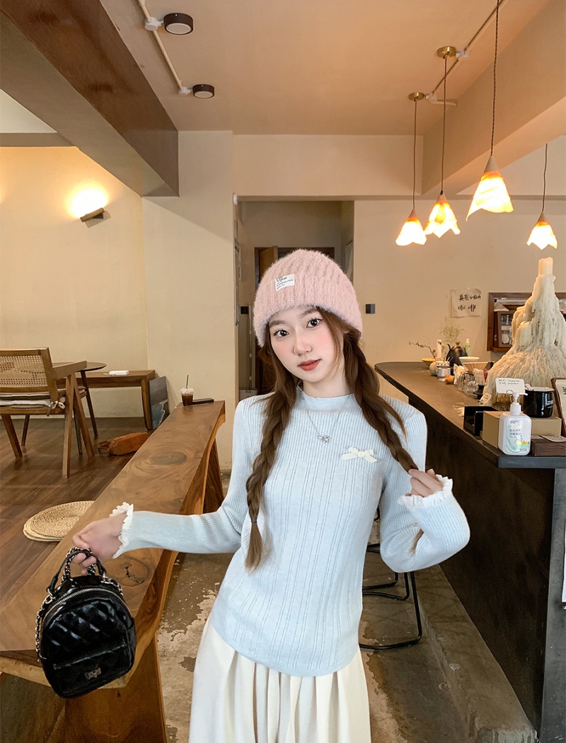 Knitted sweater autumn and winter bottoming shirt for women