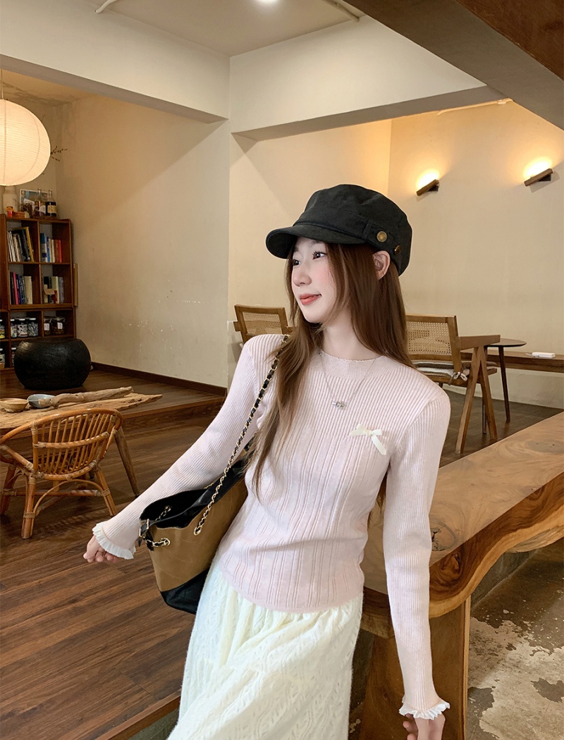 Knitted sweater autumn and winter bottoming shirt for women