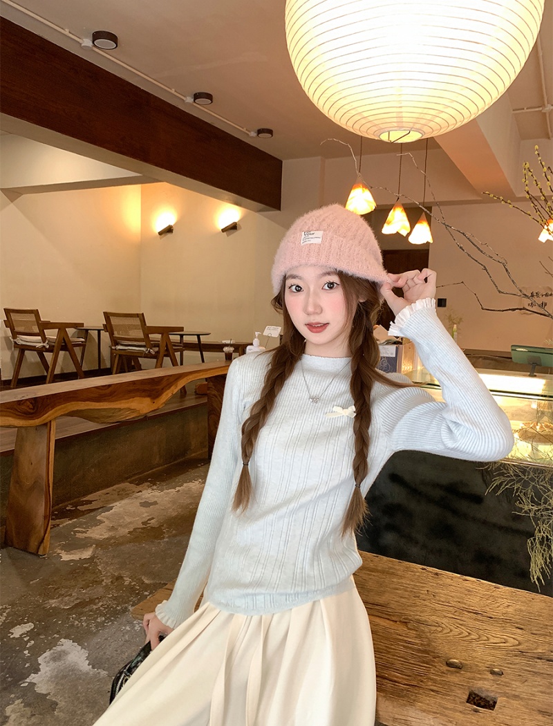 Knitted sweater autumn and winter bottoming shirt for women