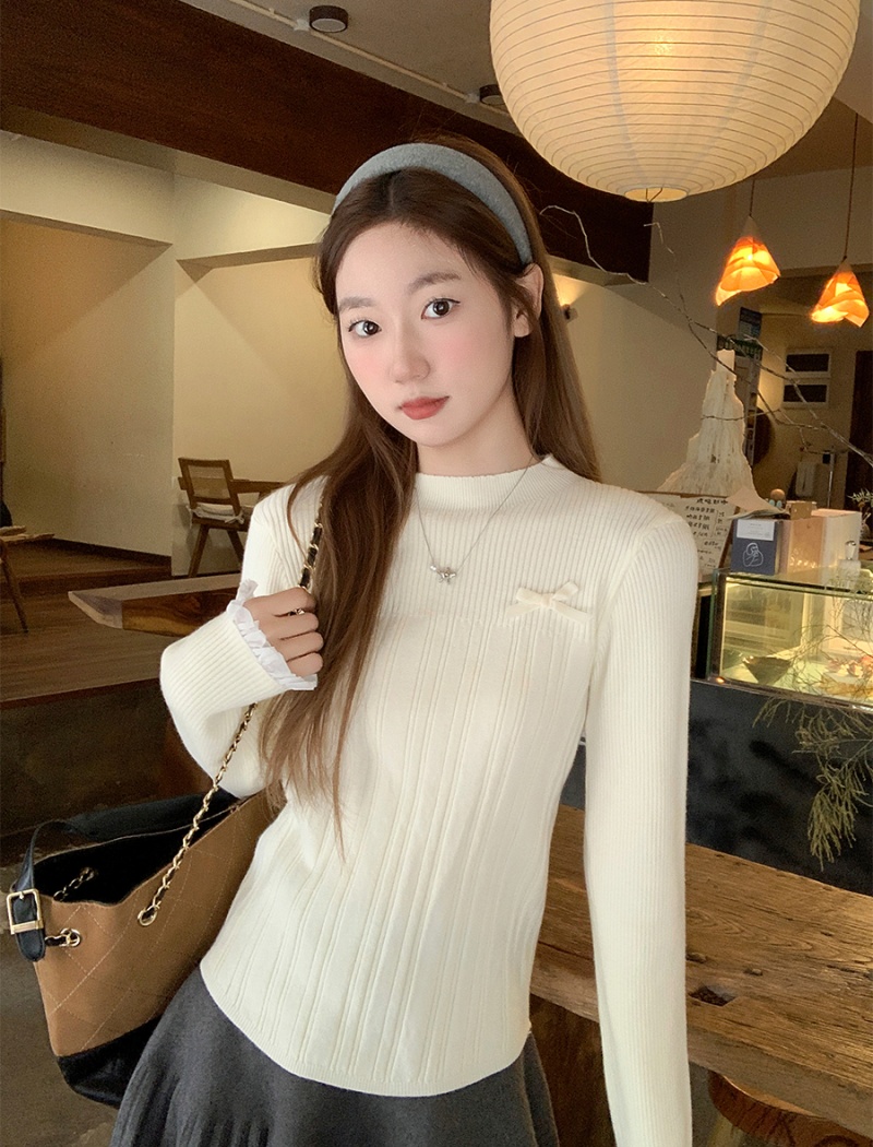 Knitted sweater autumn and winter bottoming shirt for women