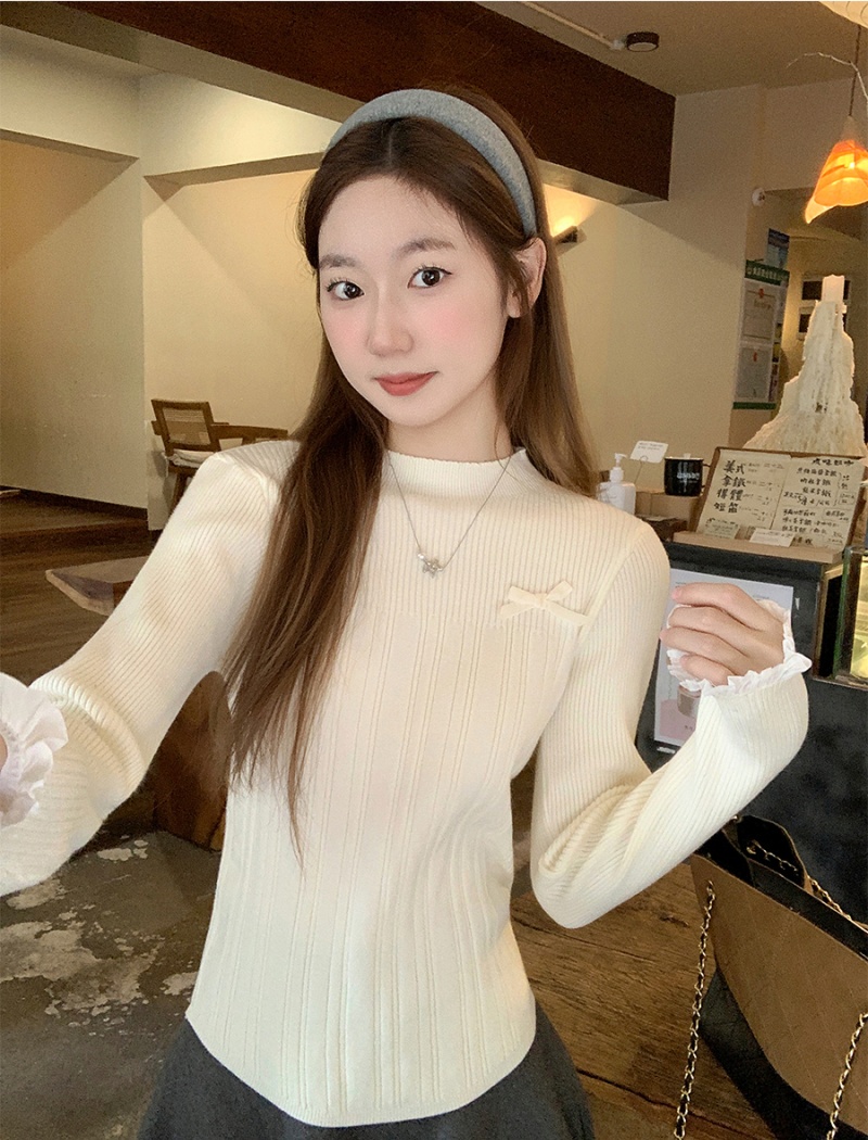 Knitted sweater autumn and winter bottoming shirt for women