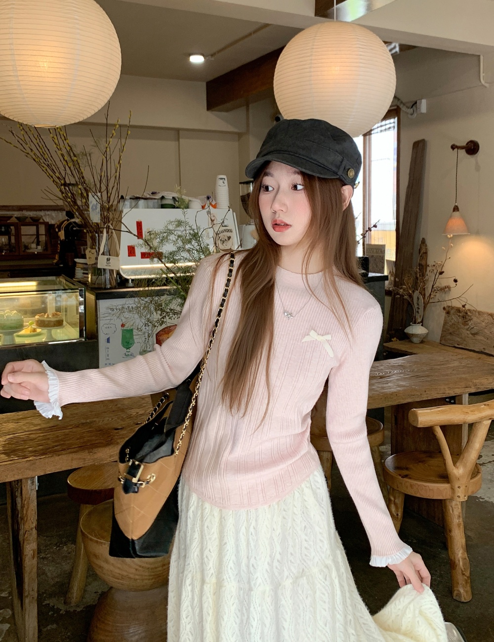 Knitted sweater autumn and winter bottoming shirt for women